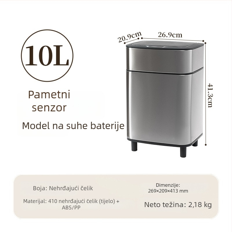 Shuangyi nehrđajući čelični koš za otpad velike kapacitete, s poklopcem i senzorom, za kućnu upotrebu u kuhinji