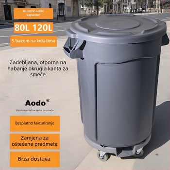 Aodo velika okrugla kanta za smeće s poklopcem i kotačićima, plastični spremnik za pohranu vode s izuzetno velikim kapacitetom za ugostiteljstvo, kuhinju, vanjske prostore i komercijalnu upotrebu