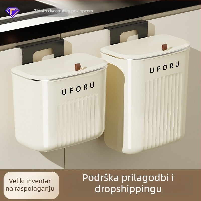Zidni kuhinjski smećar, 7 L, velika kapaciteta, za kućnu upotrebu, s poklopcem, uski dizajn