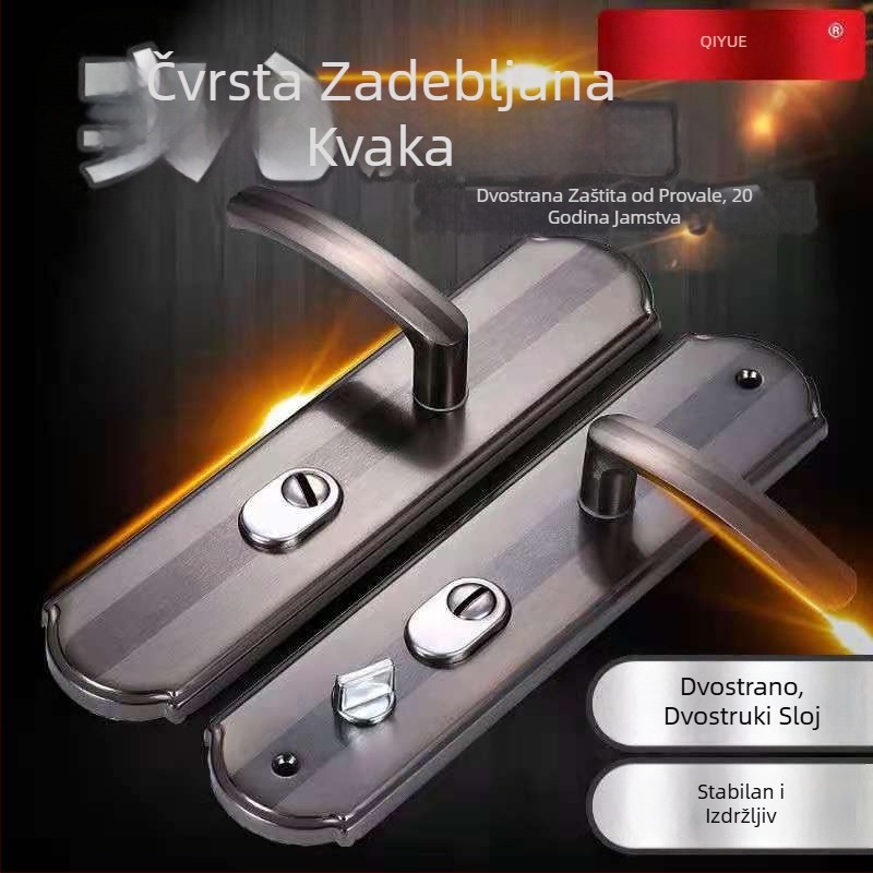 Xinbuck Crna kvaka za vrata King Kong – univerzalna, s debelim panelom i zaštitom protiv krađe