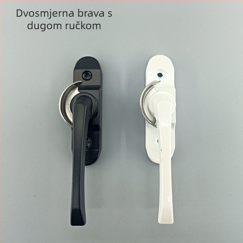 Aluminijska prozorska kvaka, klizni dvostrano polumjesec kvaka, starinski klizni sigurnosni zatvarač, duga ručka
