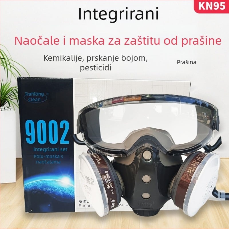 Integrirana maska za disanje sa zaštitnim naočalama, za prskanje boje, pesticides i kemikalije, formaldehid i poliranje