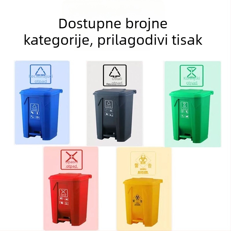 Višebojni vanjski pedalni kanta za otpad s poklopcem, velika kapaciteta, za kućnu i zajedničku upotrebu, pogodna za komercijalne prostore