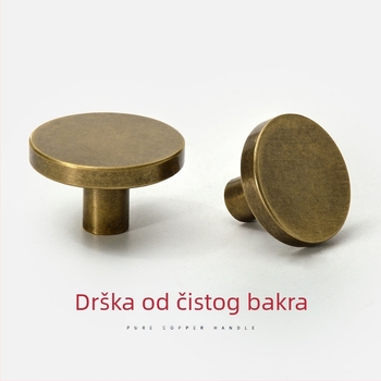 Drška od čistog bakra, retro kineskog stila, za ormarić s jednim otvorom, minimalistički dizajn.