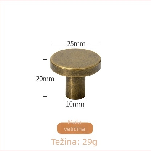 Drška od čistog bakra, retro kineskog stila, za ormarić s jednim otvorom, minimalistički dizajn.