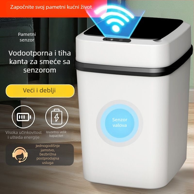 Pametni senzor kanta za smeće s poklopcem, za kućnu upotrebu – s dezodoransom, pogodna za spavaću sobu, kupaonicu i dnevni boravak