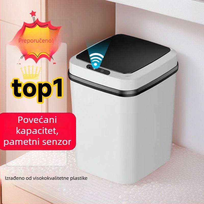 Pametni senzor kanta za smeće s poklopcem, za kućnu upotrebu – s dezodoransom, pogodna za spavaću sobu, kupaonicu i dnevni boravak