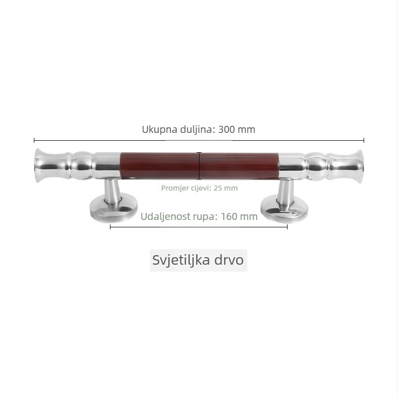 Kvaka za vrata od nehrđajućeg čelika s drvenim izgledom, za aluminijska vrata, perforirani retro dizajn