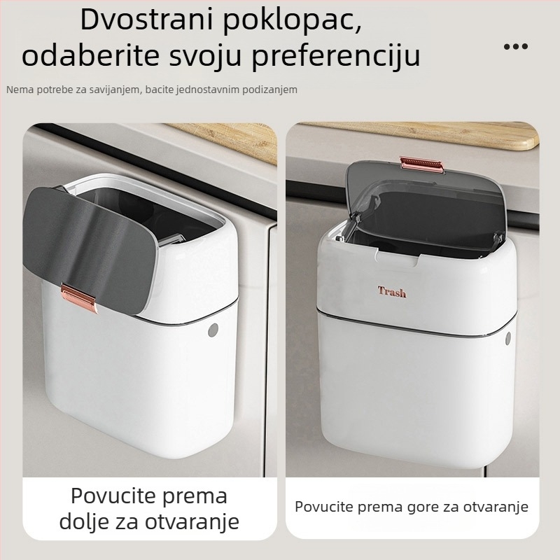 9L zidni kanta za otpad s poklopcem, uski otvor, za kuhinju i kupaonu
