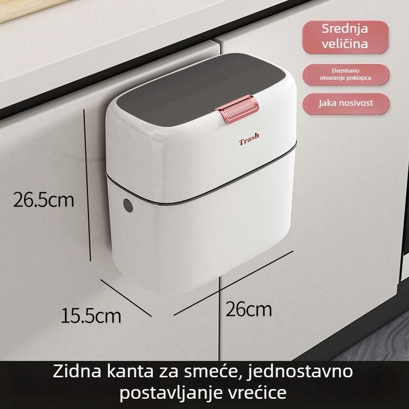9L zidni kanta za otpad s poklopcem, uski otvor, za kuhinju i kupaonu