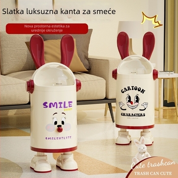 Koš za otpad s ušima zeca, kućna uporaba, kapacitet 12 L, s poklopcem, model 2025, sladak i kreativan