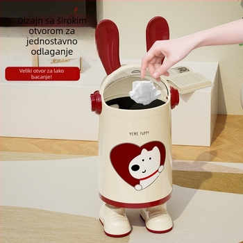 Koš za otpad s ušima zeca, kućna uporaba, kapacitet 12 L, s poklopcem, model 2025, sladak i kreativan