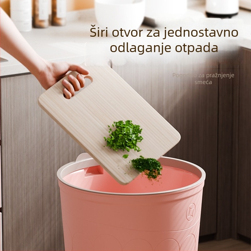 Plastična kanta za smeće s poklopcem koji se otvara, 12 L, cilindričnog oblika, za kućnu upotrebu – kuhinja, spavaća soba, kupaonica