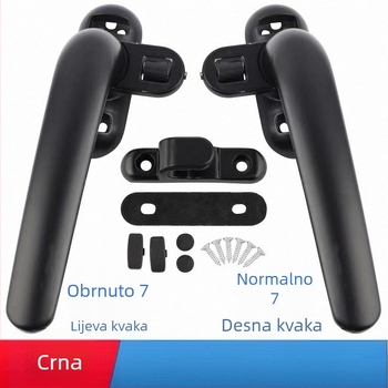 Ručka za klizna vrata od aluminijskog legura s više-punktnim zasunom u obliku polumjeseca i limiterom za vrata i prozore, unutarnja montaža, moderan minimalistički stil