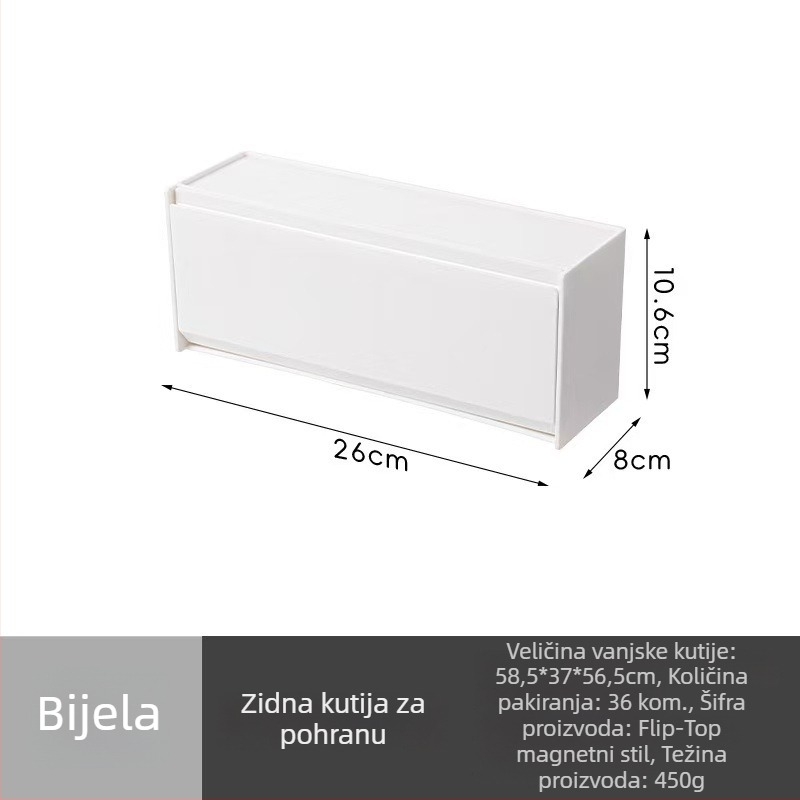 Japanskog stila zidna kutija za lijekove s magnetskim pričvršćivanjem, kompaktan organizator za lijekove prve pomoći, kućno skladištenje iza vrata ormarića