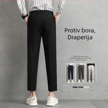 Muške hlače za proljeće-ljeto, korejskog stila, uski kroj, ravne nogavice, skraćena duljina