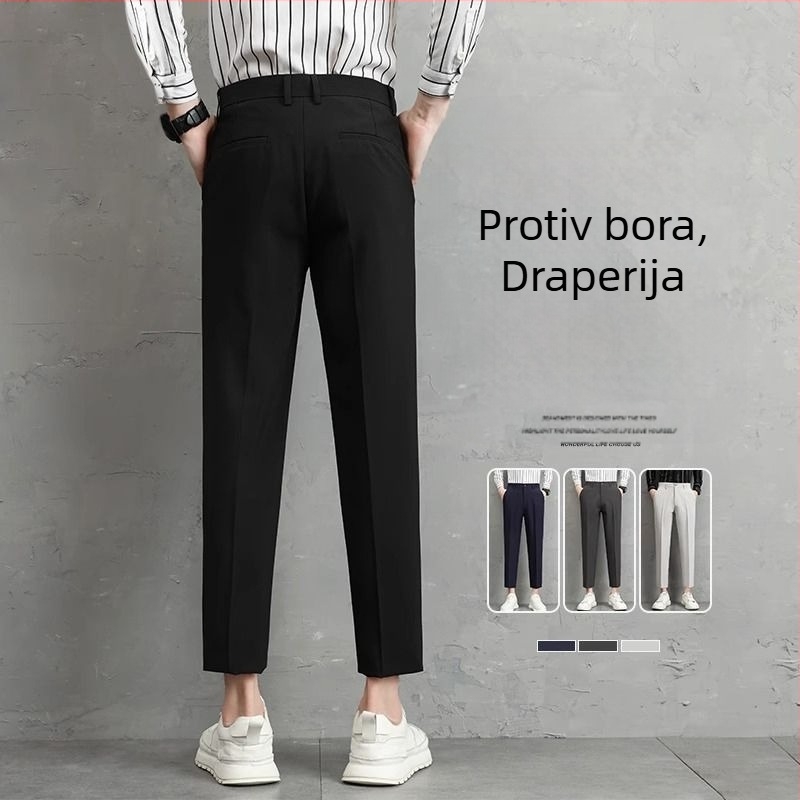 Muške hlače za proljeće-ljeto, korejskog stila, uski kroj, ravne nogavice, skraćena duljina