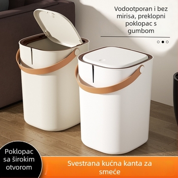 Kućni plastični koš za otpad s pritiskom, velikog kapaciteta, 12 L ili više, za kuhinju, dnevni boravak i kupaonu, s poklopcem