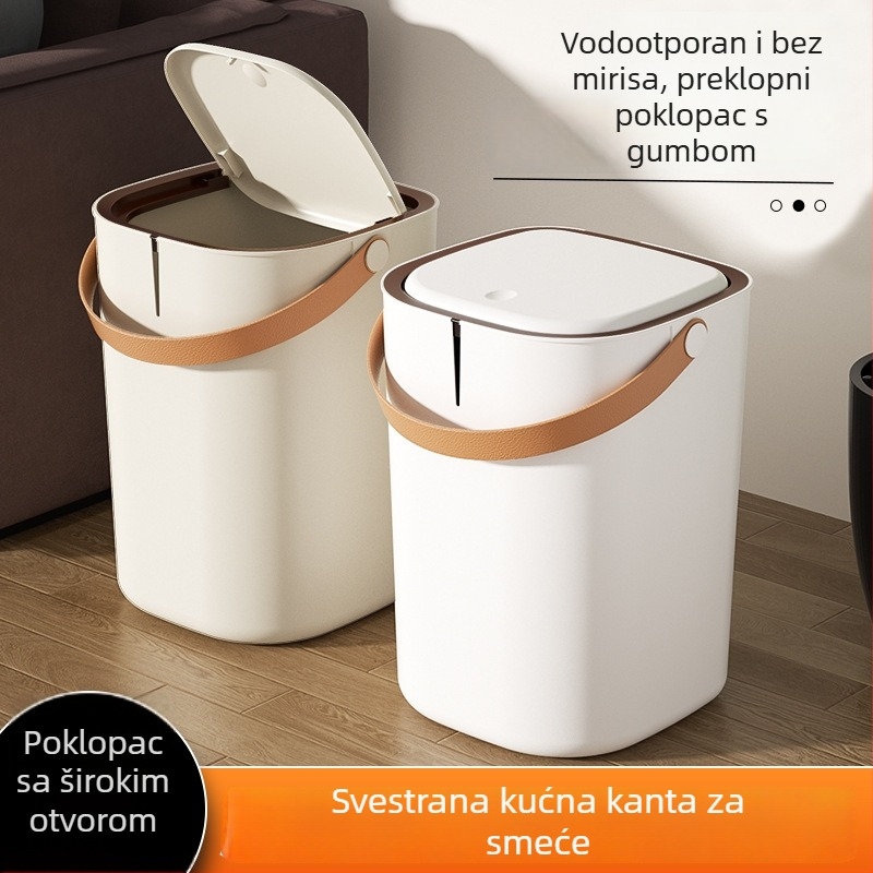 Kućni plastični koš za otpad s pritiskom, velikog kapaciteta, 12 L ili više, za kuhinju, dnevni boravak i kupaonu, s poklopcem