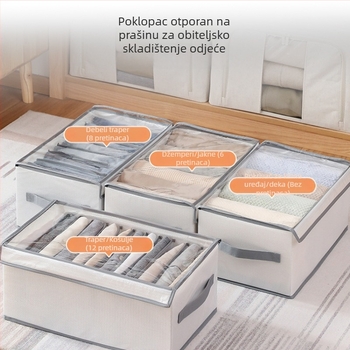 Kutija za odlaganje odjeće s poklopcem, sklopa pregradna kutija za odjeću i traperice, 42×26×20 cm