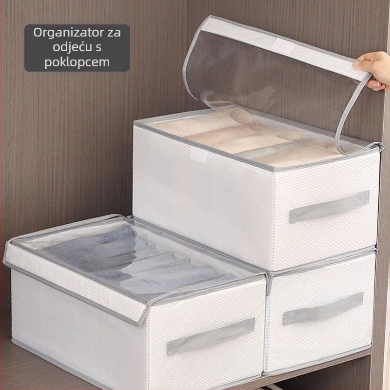 Kutija za odlaganje odjeće s poklopcem, sklopa pregradna kutija za odjeću i traperice, 42×26×20 cm