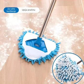 Univerzalni trokutasti mop za čišćenje zidova, plafona, kuhinje i prozora – Chenille mop s nehrđajućim držalom, teleskopka dužina 80–100 cm