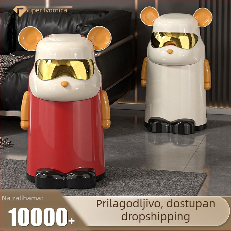 Cool Bear kanta za smeće s preklopnim poklopcem - sladak, stilski kućni spremnik za dnevnu sobu, spavaću sobu, kupaonicu i dječju sobu