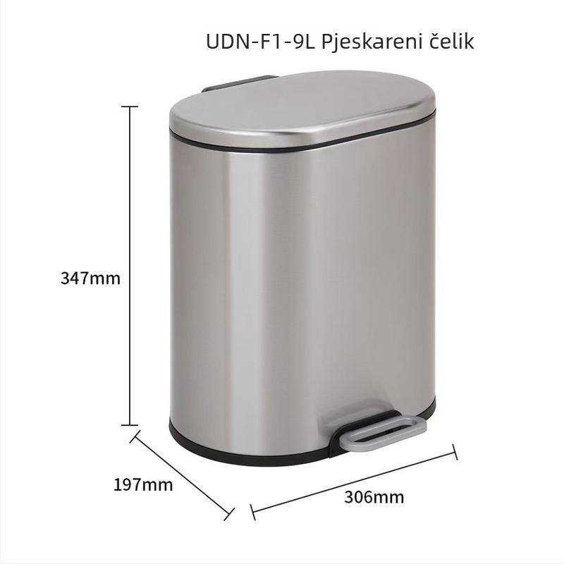 Nerđajući čelični koš s pedalom i poklopcem, 12 L, za kupaonicu i kuhinju