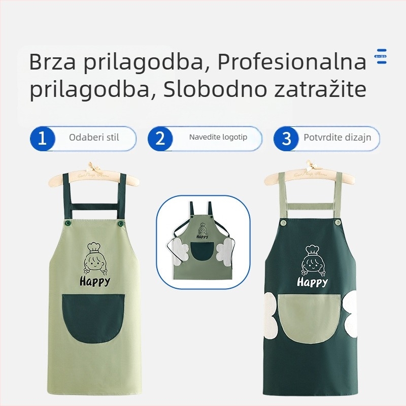 Prilagođeni PVC kuhinjski pregača, vodootporna i otporna na masnoće, s trakicom za vrat i pojaseom za struk