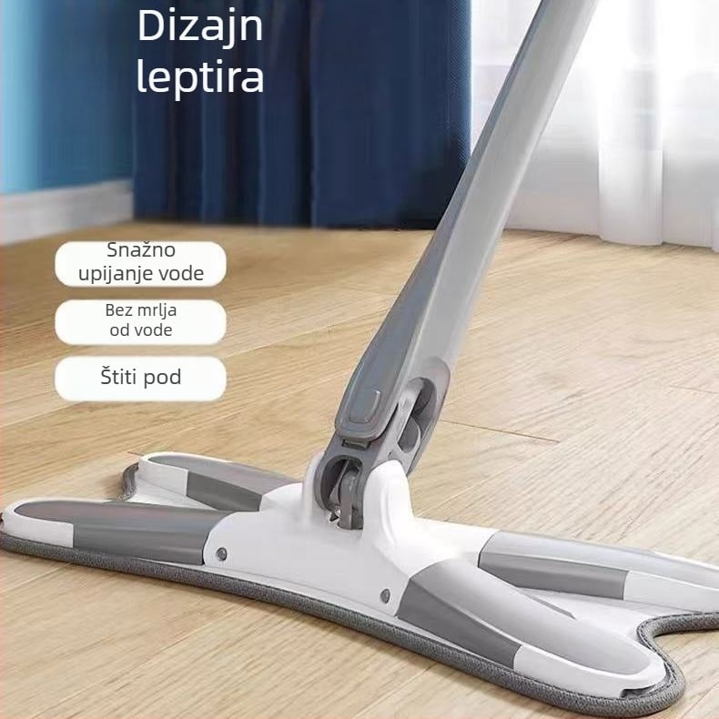 Veliki plosnati mop za kućnu upotrebu, upijajuća krpa za mop, čišćenje u jednom koraku, bez dodirivanja rukama, dvostruka namjena za suho i mokro, pogodan za domove studentima