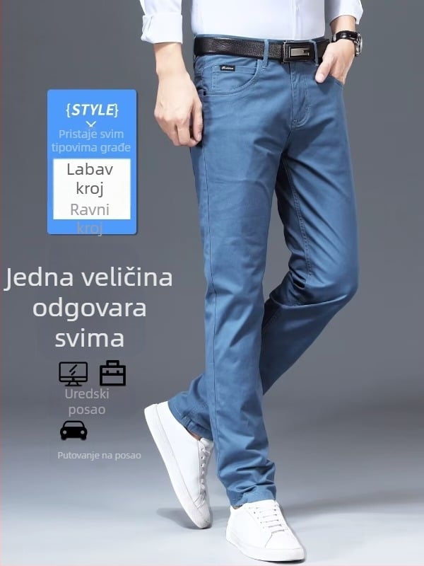 Nova lagana luksuzna muška casual hlače, slim fit, ljetne pamučne hlače, poslovni ravni kroj.