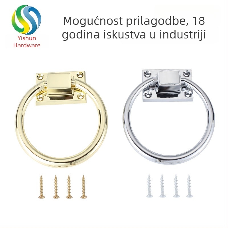 Velika ručka s prstenom od cinkove legure za vrata ormarića i namještaj, moderni minimalistički stil