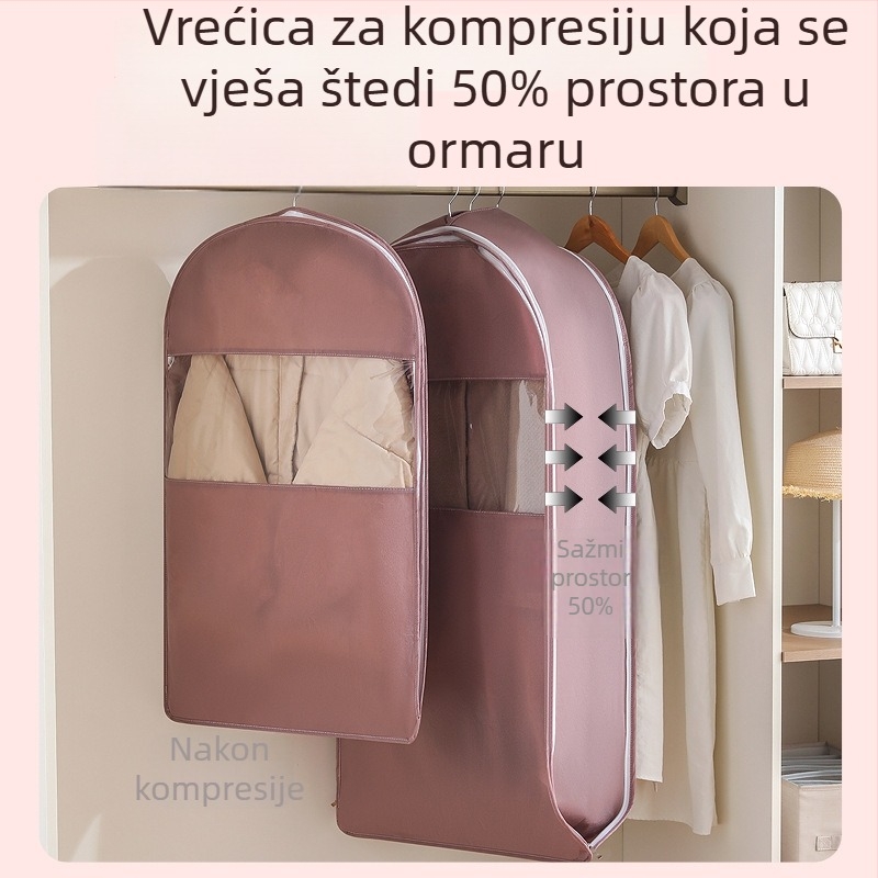 Pokrov za odjeću od netkane tkanine za garderobu, s prozirnim prozorom, vodootporan i zaštita od prašine