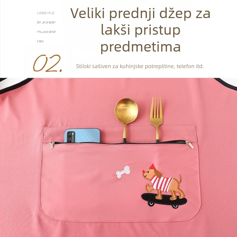 Vodootporna i otporna na masnoću, bez rukava kuhinjska pregača s karikaturnim printom, za žene