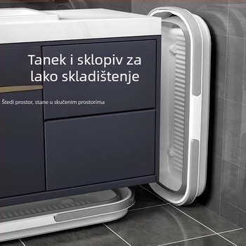 Sklopiva kanta za mop s kotačićima, silikon, prijenosna spremnica za vodu, teleskopska ručka 120–140 cm, mop od mikrovlakana s nehrđajućom šipkom