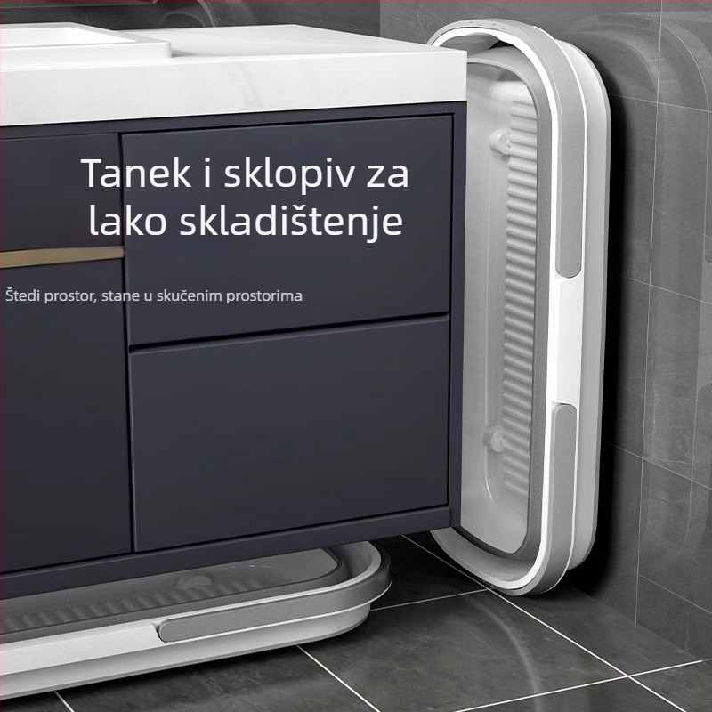 Sklopiva kanta za mop s kotačićima, silikon, prijenosna spremnica za vodu, teleskopska ručka 120–140 cm, mop od mikrovlakana s nehrđajućom šipkom