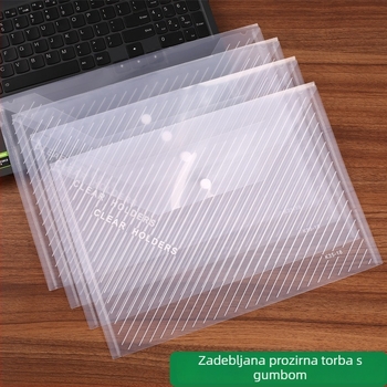 Prozirna plastična torbica za dokumente veličine A4, s kopčanim zatvaranjem, uredske pohrane dokumenata, 31,5×23,5 cm