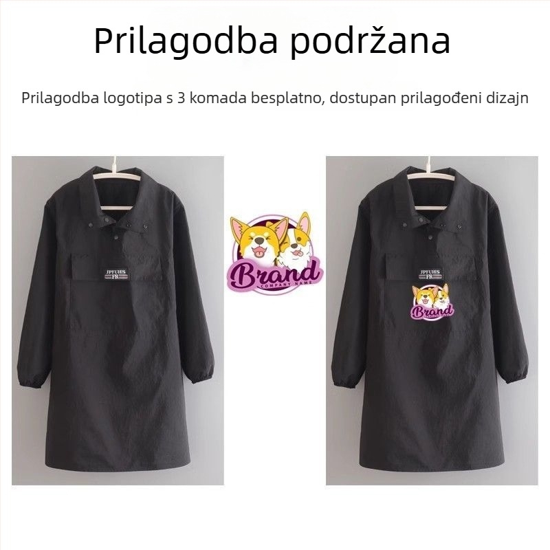 Moderna vodootporna i prozračna pregača s dugim rukavima za frizere i kuhinju, unisex zaštitno radno odijelo s uspravnim ovratnikom i kopčama
