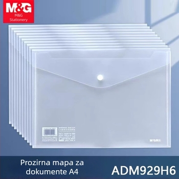 Morning&Light Prozirna torba za dokumente A4 sa kopčom za zatvaranje, za dokumente, ispite i uredske fascikle