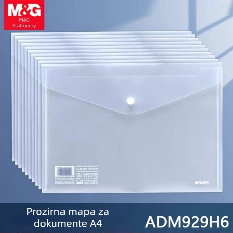 Morning&Light Prozirna torba za dokumente A4 sa kopčom za zatvaranje, za dokumente, ispite i uredske fascikle