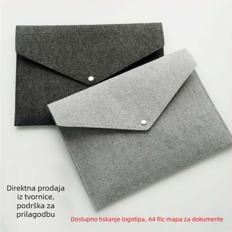 Filc torba za dokumente A4 sa kopčom, prostor za osiguravajuće polise, fascikl, mogućnost logotipa, crtani stil