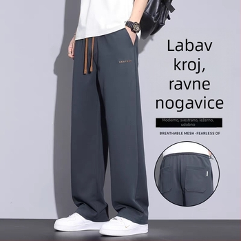 Muške casual hlače s ravnim krojem, široke, za ljeto 2025, pamuk