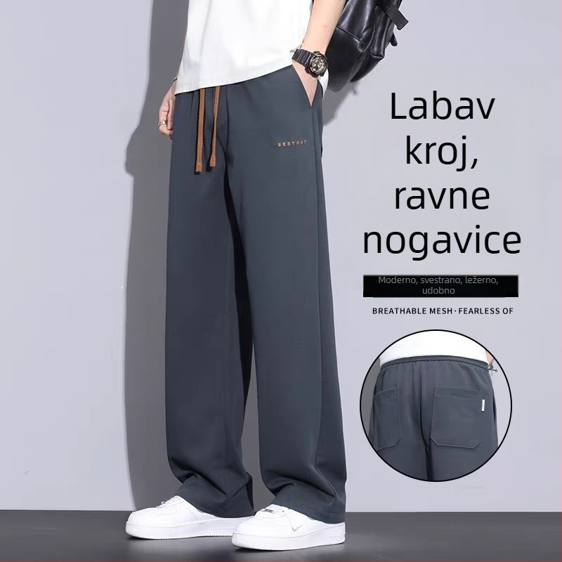 Muške casual hlače s ravnim krojem, široke, za ljeto 2025, pamuk