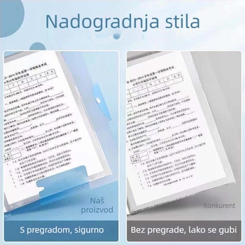 A3 mapa za pohranu testnih listića s prozirnim džepovima, višeslojni džepovi za dokumente za učenike