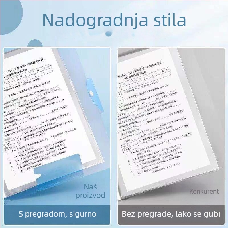A3 mapa za pohranu testnih listića s prozirnim džepovima, višeslojni džepovi za dokumente za učenike