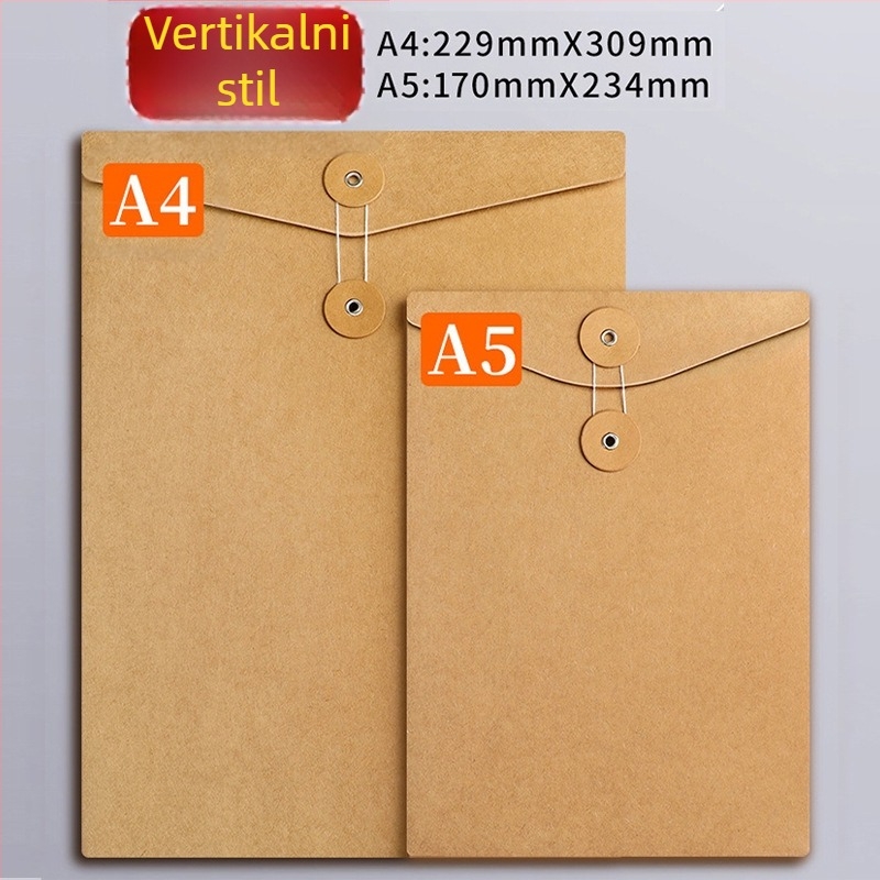Torba za dokumente od kraft papira, ojačana, za A4 dokumente, A5 velika kapaciteta za materijale za ponude