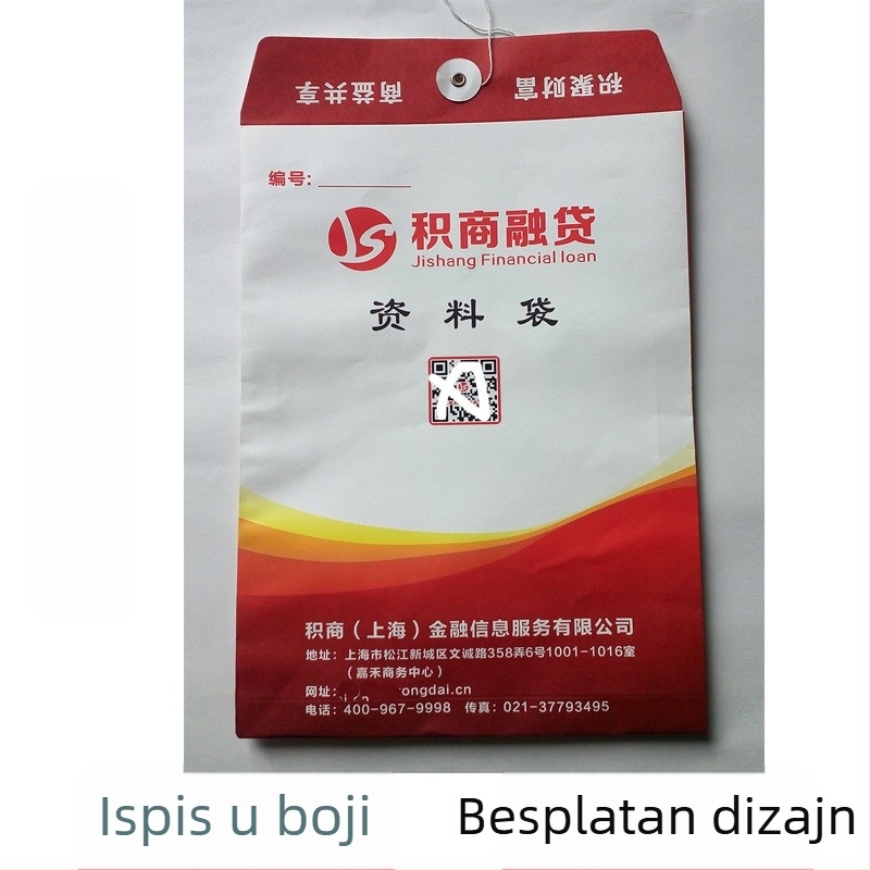Dokument torbe s bojom tiska na bijelom kraft papiru
