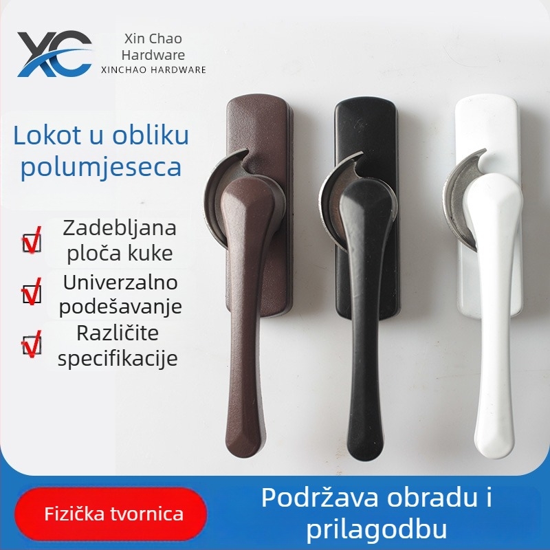 Dvostrano polumjesečasta brava za UPVC vrata i prozore s kukom – brava za prozore s jednostrukim staklom