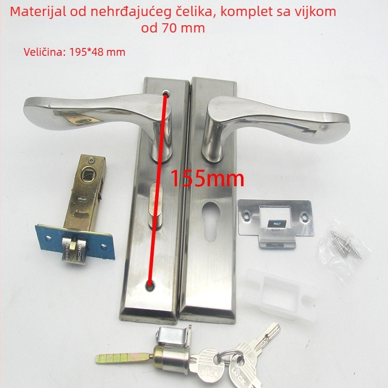 Brava od nehrđajućeg čelika za unutarnja vrata, za drvena i aluminijska vrata, s ključem
