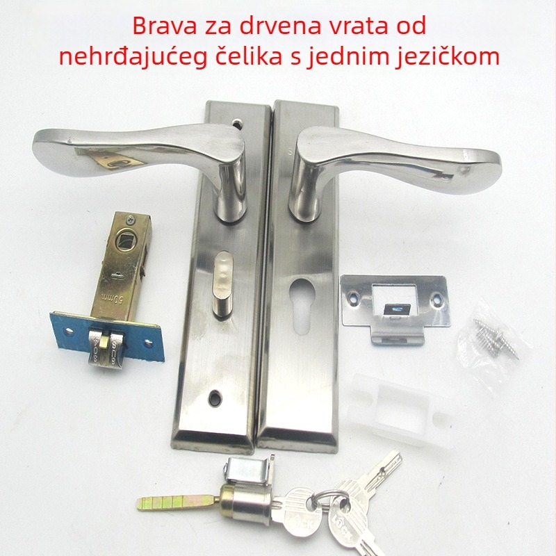 Brava od nehrđajućeg čelika za unutarnja vrata, za drvena i aluminijska vrata, s ključem